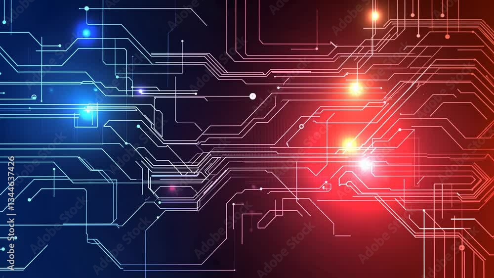 Abstract Circuit Board Animation with Glowing Light Effects for Technology Concept Abstract Circuit Board Animation with Glowing Light Effects for Technology Concept