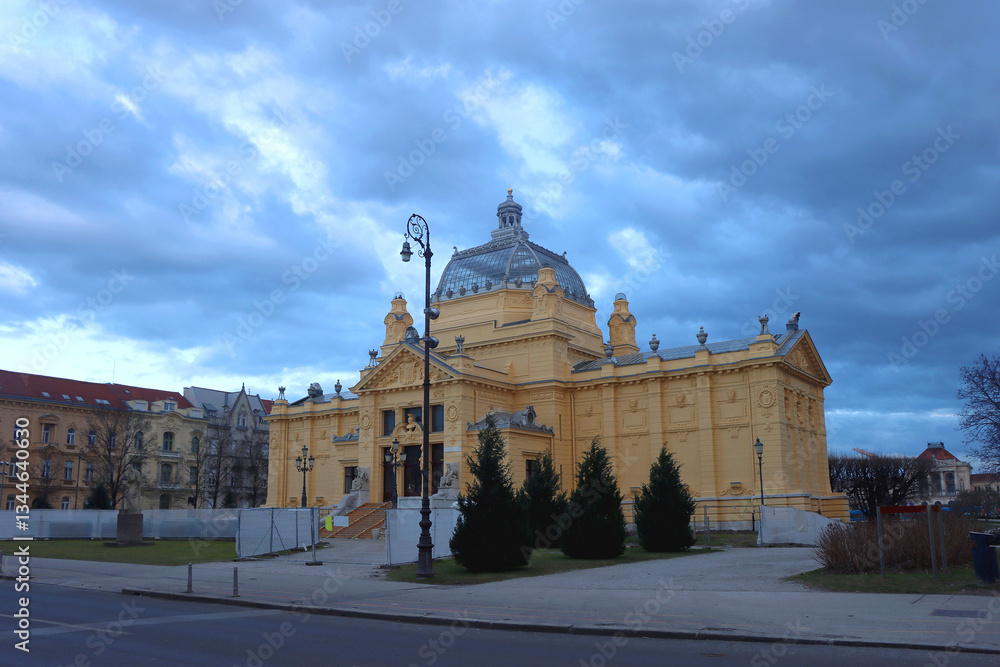 Historic Art Pavilion in Zagreb, Croatia in early spring.