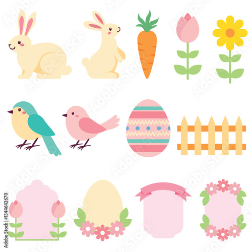 Easter vector minimal cute shape collection