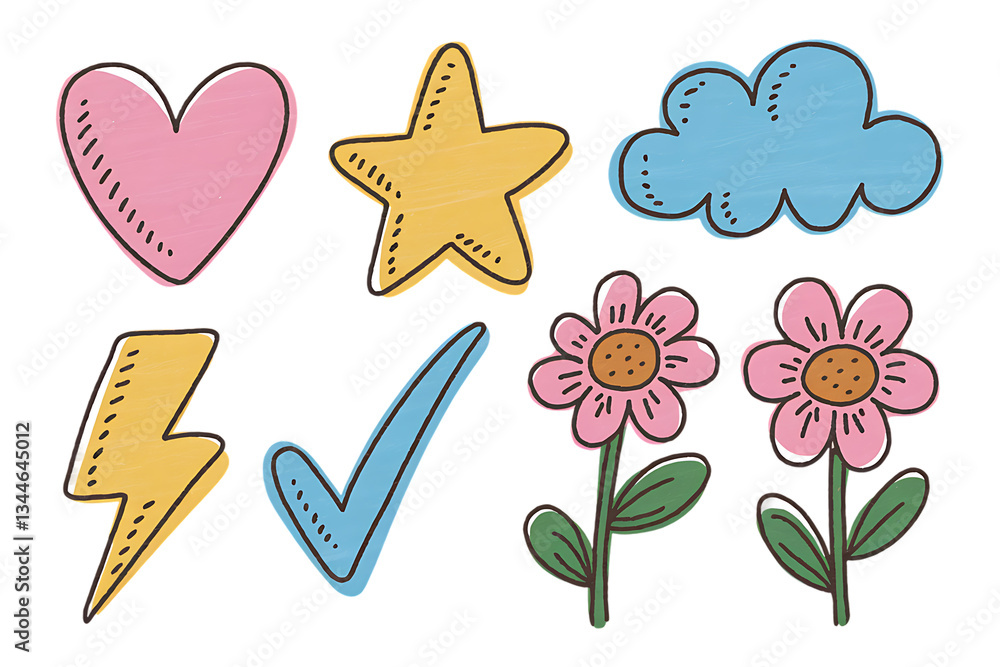 Cute Hand Drawn Doodle Icons isolated