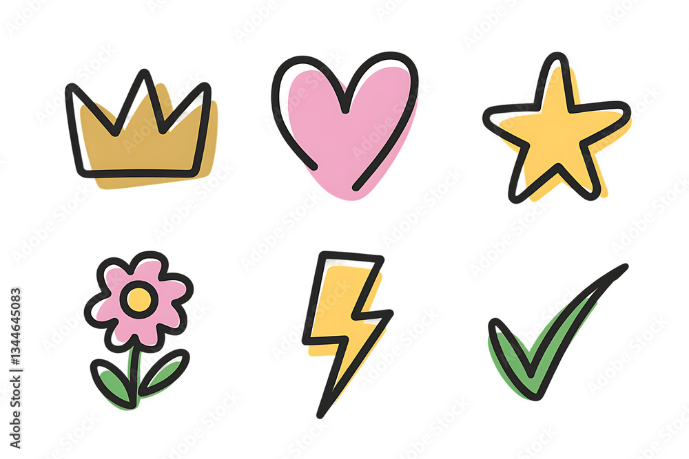 cute doodles isolated