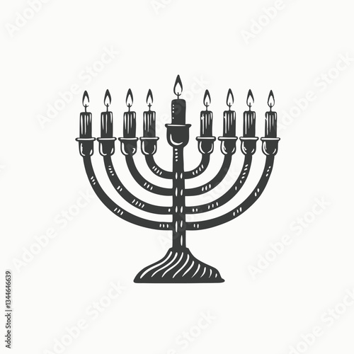 Beautiful black and White hanukkah menorah. Chanukah Menorah on white background