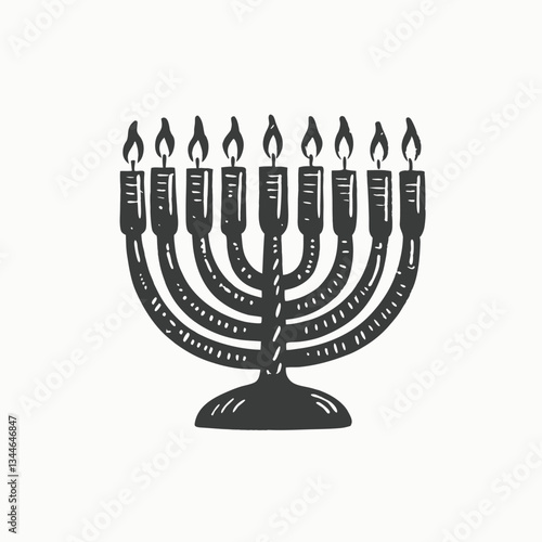 Beautiful black and White hanukkah menorah. Chanukah Menorah on white background