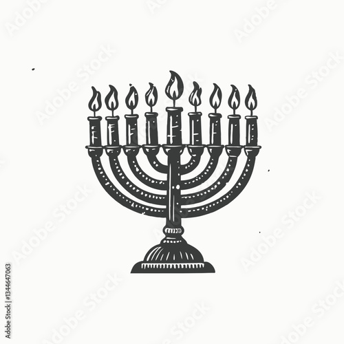 Beautiful black and White hanukkah menorah. Chanukah Menorah on white background