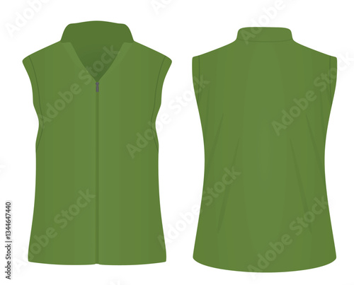 Green work vest. vector illustration
