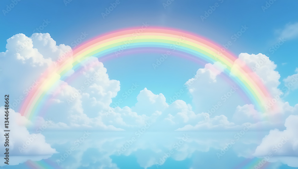 A magnificent double rainbow that stretches over the sky A magnificent double rainbow that stretches over the sky