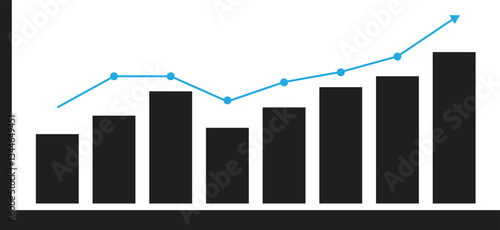 Profit growing icon. Growing graph symbol. Progress bar uptrend. Growing graph icon graph sign. Business chart. Financial rise up. Growth chart icon. Growing bar graph. Vector illustration