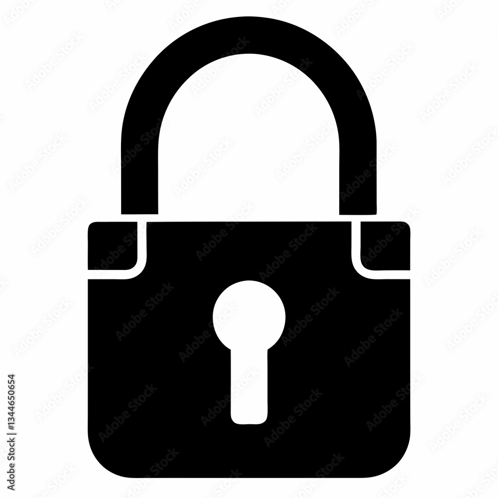 Lock Silhouette Vector Art on White Background Lock Silhouette Vector Art on White Background