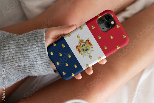 Phone case with the flag of the Imperial Standard of Napoleon III 3D Rendering
