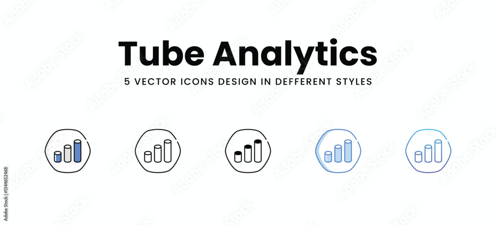Tube Analytics vector icons set stock illustration Tube Analytics vector icons set stock illustration