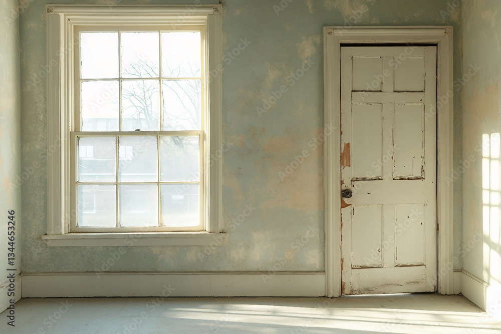 Spacious generative ai depiction of an empty industrial warehouse interior with high ceilings and large windows Spacious generative ai depiction of an empty industrial warehouse interior with high ceilings and large windows