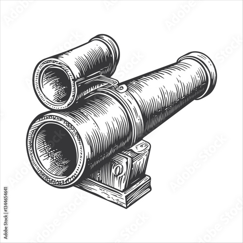 Vintage Telescope Illustration with Detailed Engravings and Design