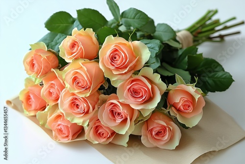 Beautiful White Roses With Orange Highlights Arranged Elegantly in Soft Light