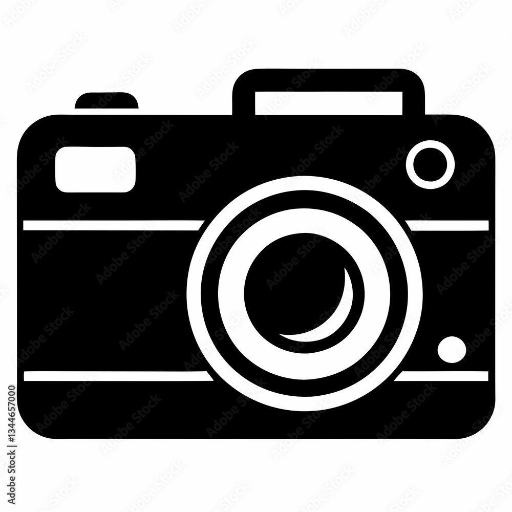 Minimalist Camera Silhouette Vector on White Background Minimalist Camera Silhouette Vector on White Background