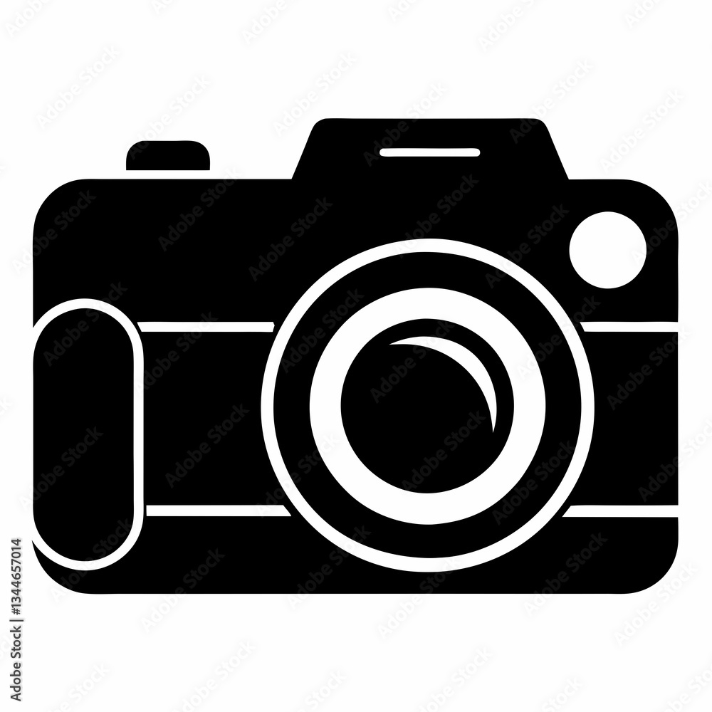 Minimalist Camera Silhouette Vector on White Background Minimalist Camera Silhouette Vector on White Background