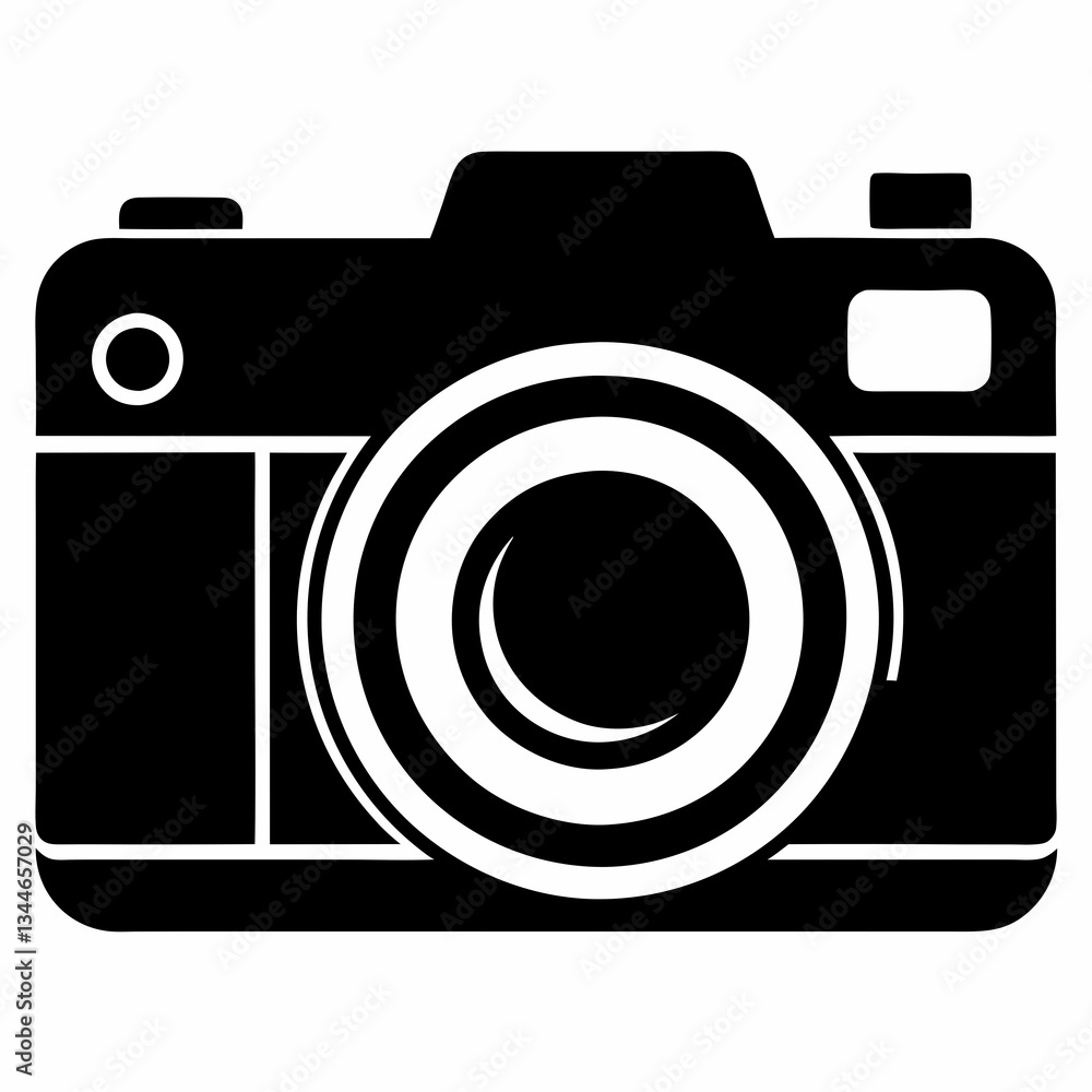 Minimalist Camera Silhouette Vector on White Background Minimalist Camera Silhouette Vector on White Background