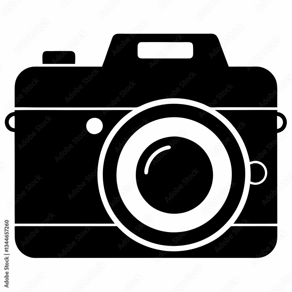 Minimalist Camera Silhouette Vector on White Background Minimalist Camera Silhouette Vector on White Background