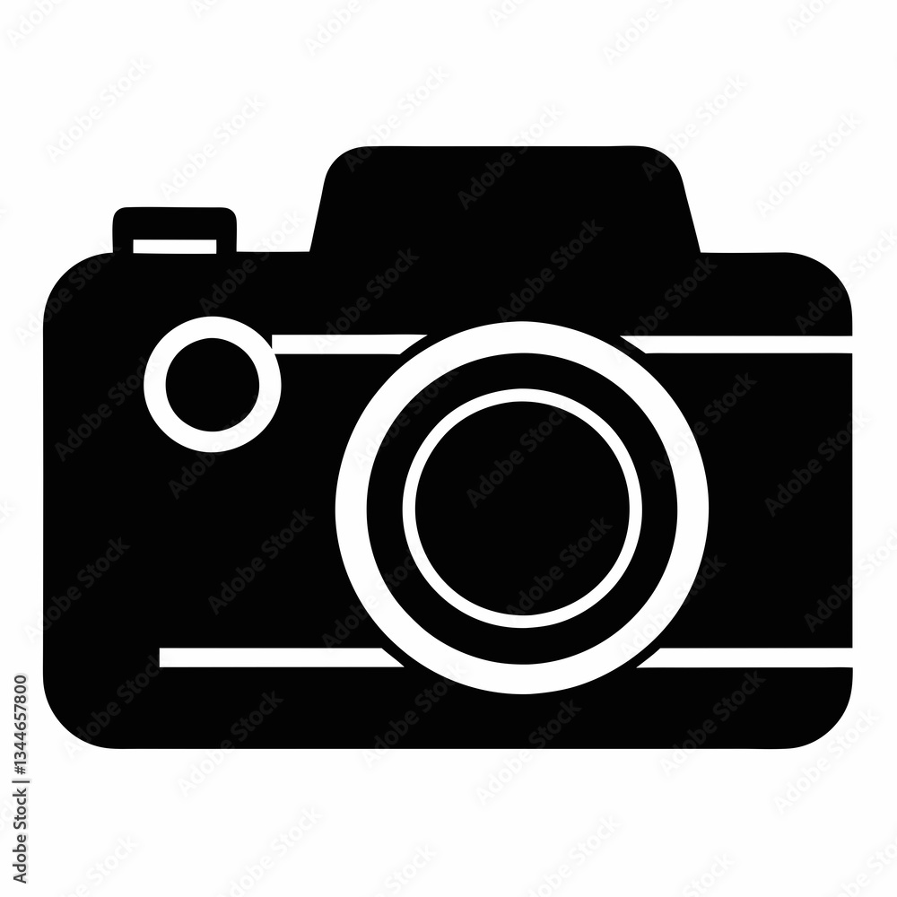 Minimalist Camera Silhouette Vector on White Background Minimalist Camera Silhouette Vector on White Background