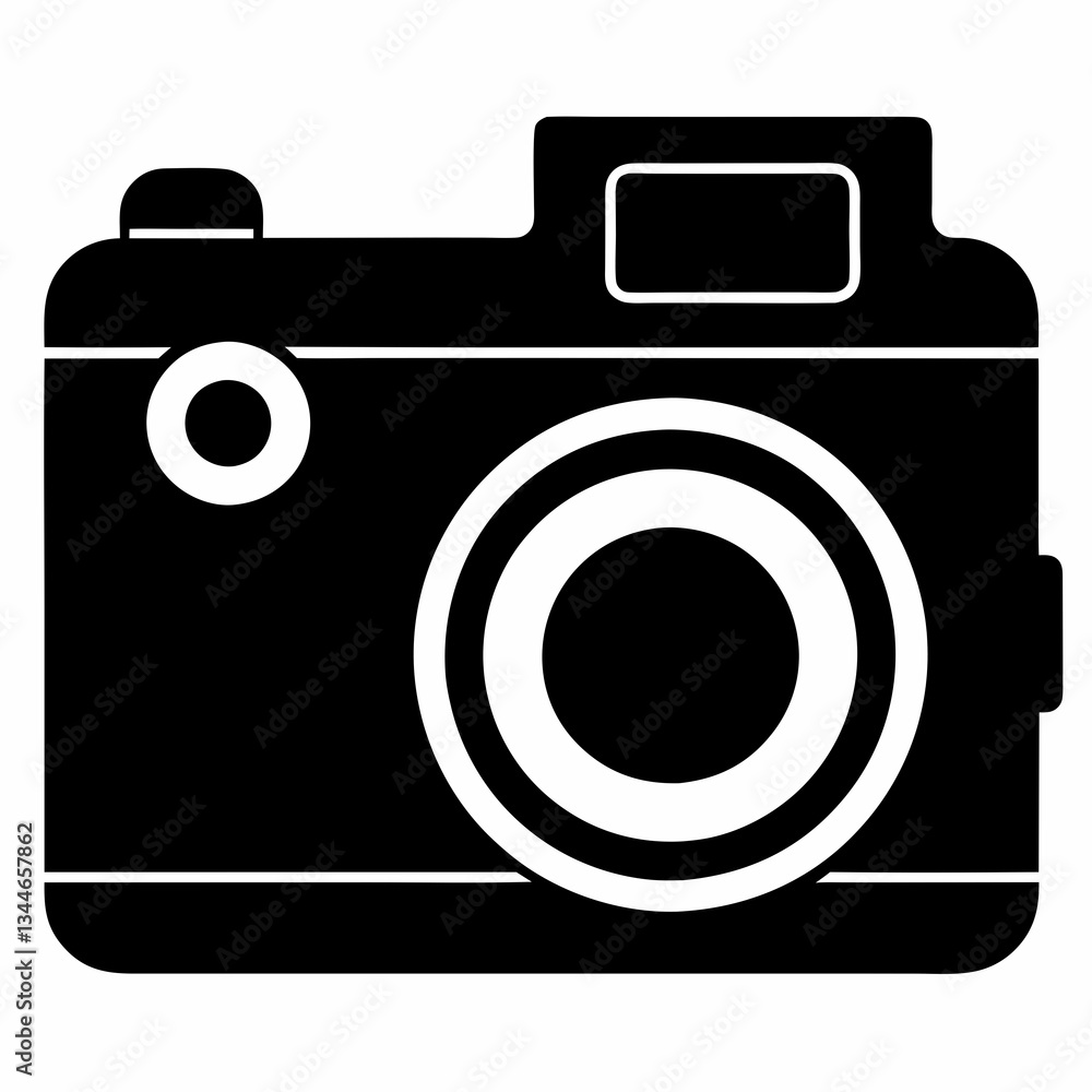 Minimalist Camera Silhouette Vector on White Background Minimalist Camera Silhouette Vector on White Background