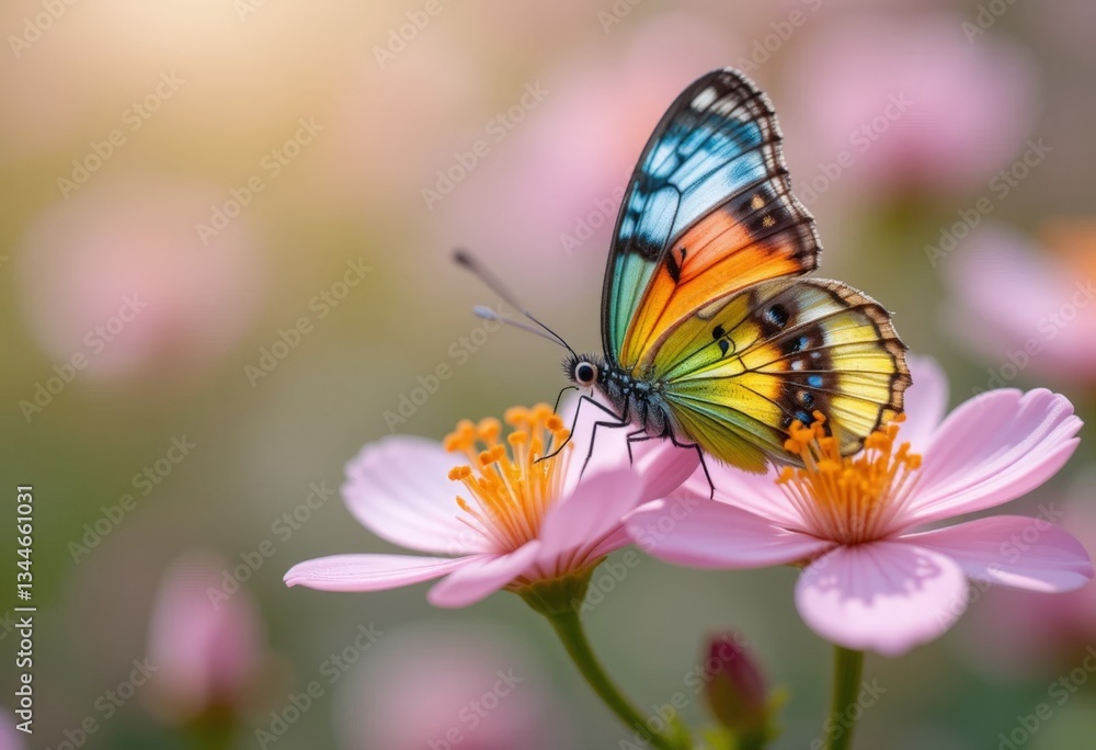 Spring Butterflies on Flowers - Detailed macro shot of a colorful butterfly resting on a fresh spring flower Spring Butterflies on Flowers - Detailed macro shot of a colorful butterfly resting on a fresh spring flower
