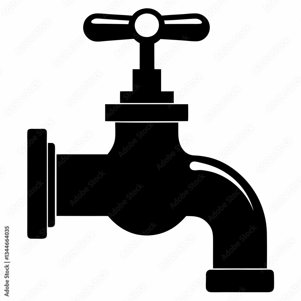 Pipe Tap Silhouette Vector on White Background Pipe Tap Silhouette Vector on White Background