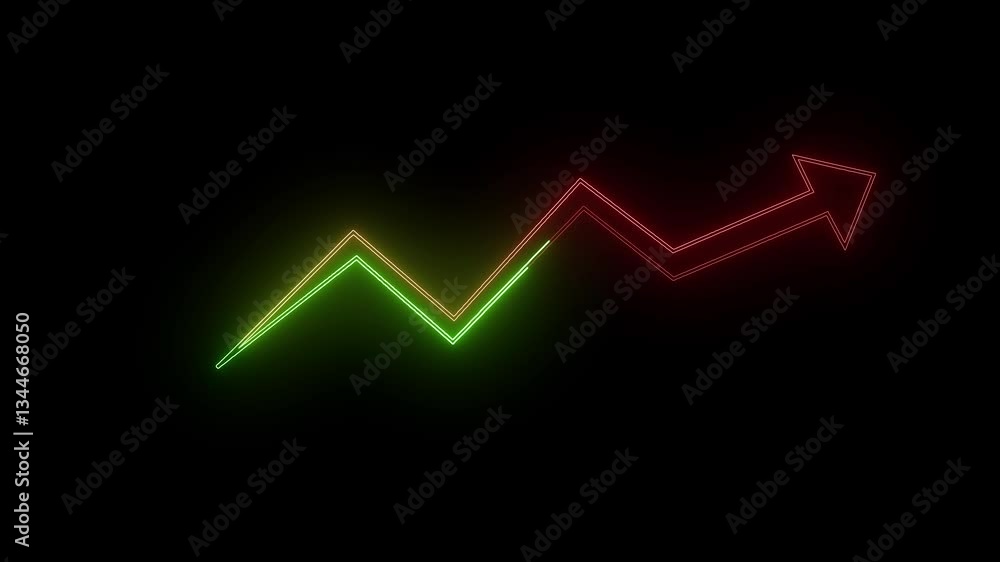 animation neon arrow. arrow graph line chart stock on the black background market moving business growth transparent video file concept animation neon arrow. arrow graph line chart stock on the black background market moving business growth transparent video file concept