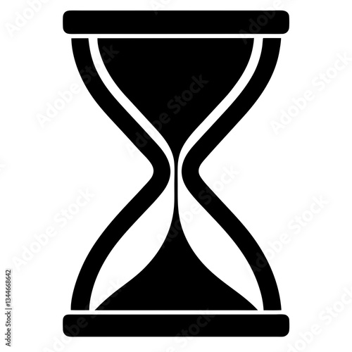 hourglass black silhouette vector, Simple silhouette Design vector icon with white background.