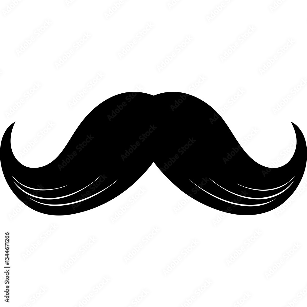 Obraz premium mustache black silhouette vector, Simple silhouette Design vector icon with white background. Man mustache silhouette