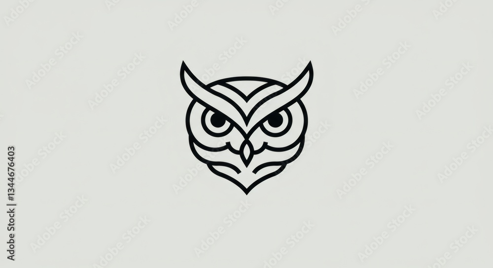 Fototapeta premium Geometric Owl Head Minimalist Line Art Design Graphic Illustration