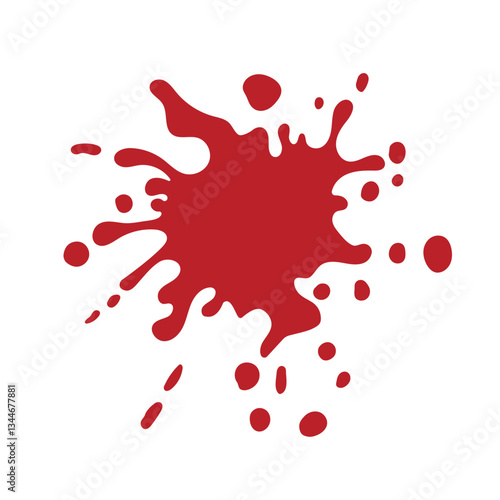 Blood Splatter Splash Stain. Drop and blob of blood. Vector illustration of bloody ink drip on white.
