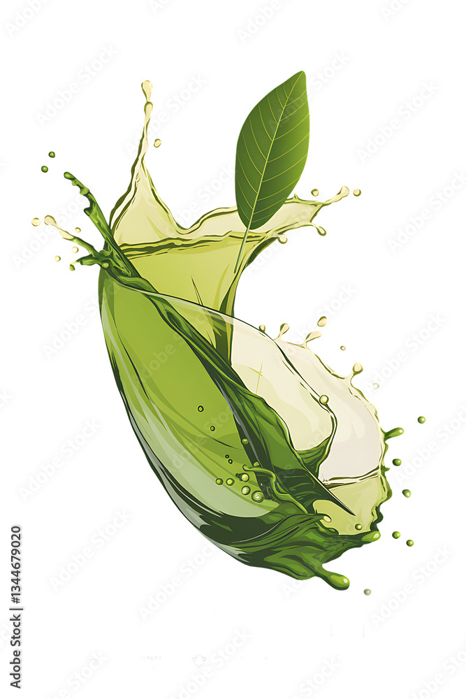 Green Tea Splash isolated