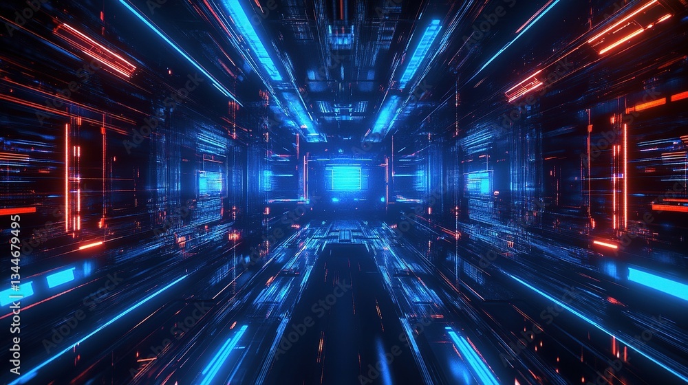 Fototapeta premium Abstract Technology Background with Blue and Red Light Effects