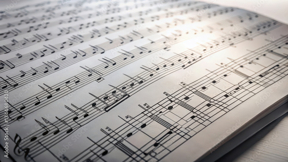 Naklejka premium Sheet Music on White Background
