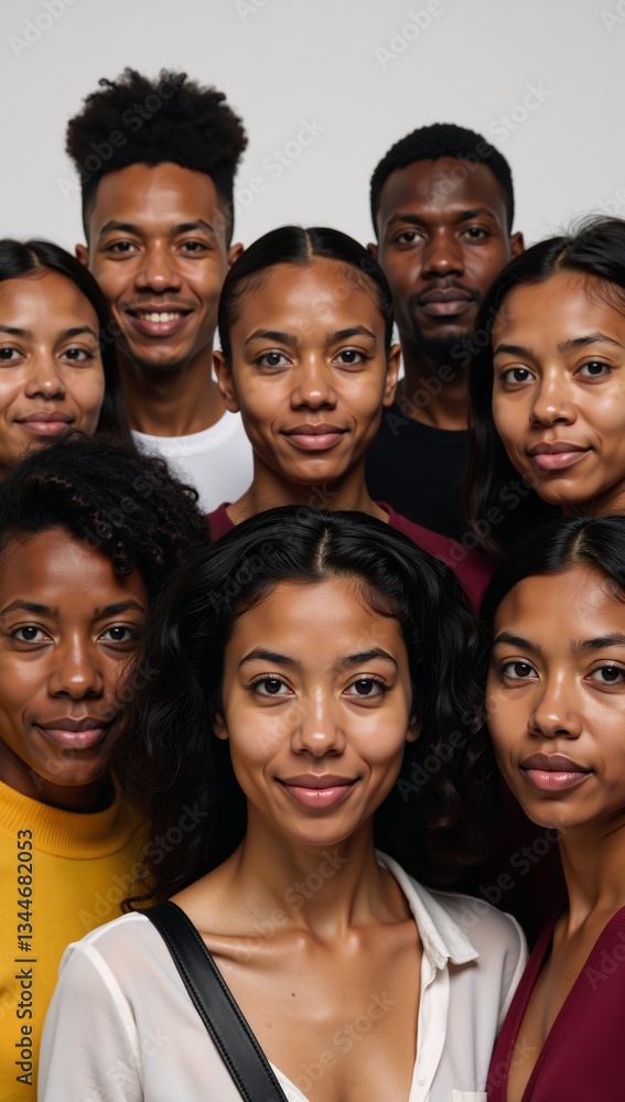 A multicultural gathering demonstrates ethnic and racial diversity as a symbol for equal representation