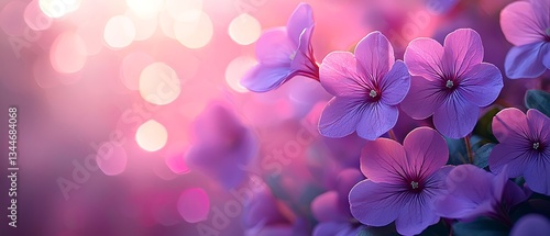 Wallpaper Mural Beautiful Purple Petaled Blossoms with Sunlight Gleaming Through the Soft Bokeh Background Creating an Ethereal Aesthetic. Torontodigital.ca