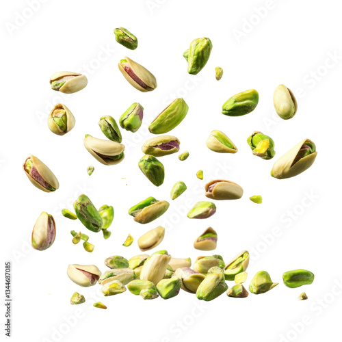 pistachios on white background
