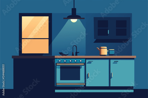 modern kitchen interior with fireplace