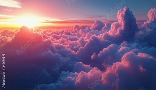 Vibrant Sunset Above Clouds Creates a Stunning Sky View During Twilight Hours