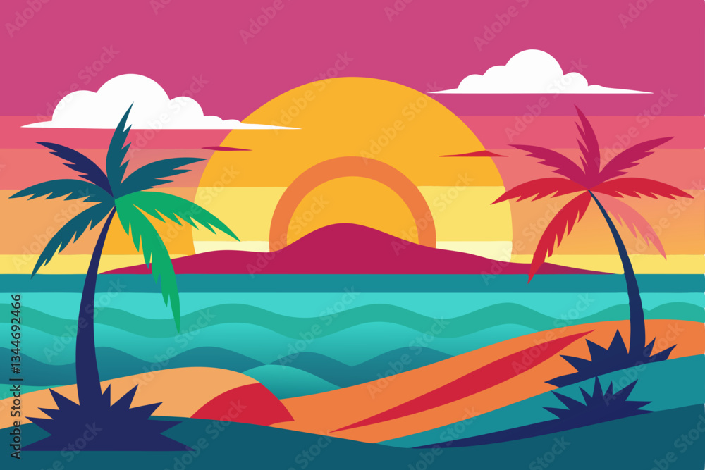 Obraz premium tropical beach with palm trees