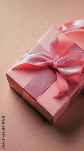Elegant Pink Gift Box With Bow on a Soft Pink Background for Special Occasions