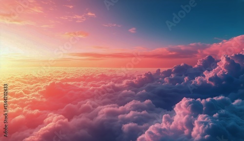 Vibrant Sunset Above Clouds Creates a Stunning Sky View During Twilight Hours