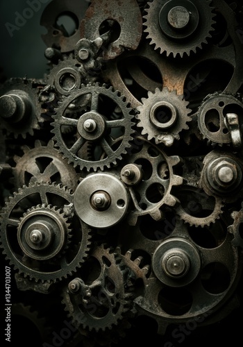 Wallpaper Mural Intricate arrangement of vintage gears showcasing mechanical complexity Torontodigital.ca