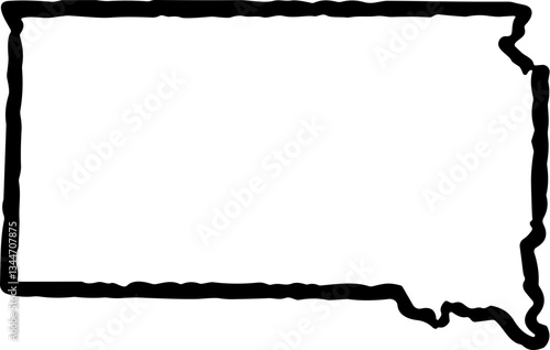 South Dakota State Map Vintage Black