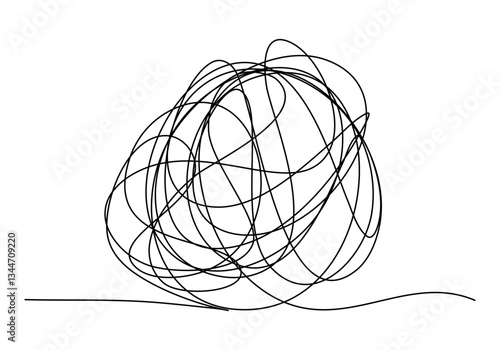 Tangle, mess and confuse. One line drawing. Vector illustration.