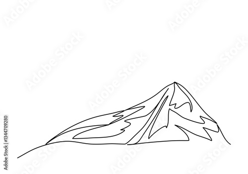 Mountains, one line drawing vector illustration.