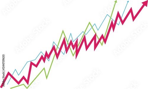 Growing financial stock market Profit growing icon. Business chart. Financial rise up. Growth chart icon. Growing bar graph. Vector illustration