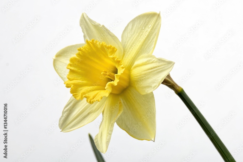 Daffodil Flower on White Background, Ideal for Spring Mockups or Floral Themes, Featuring Natural Texture and Isolated Shot Daffodil Flower on White Background, Ideal for Spring Mockups or Floral Themes, Featuring Natural Texture and Isolated Shot