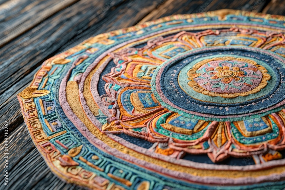 Intricate mandala design, colorful sand art, circular pattern, detailed craftsmanship, spiritual symbol. Intricate mandala design, colorful sand art, circular pattern, detailed craftsmanship, spiritual symbol.