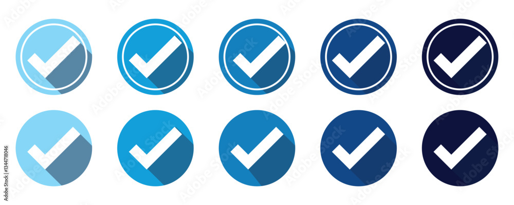 Checkmark icon. Verified checkmark icon set. Vector illustration Checkmark icon. Verified checkmark icon set. Vector illustration