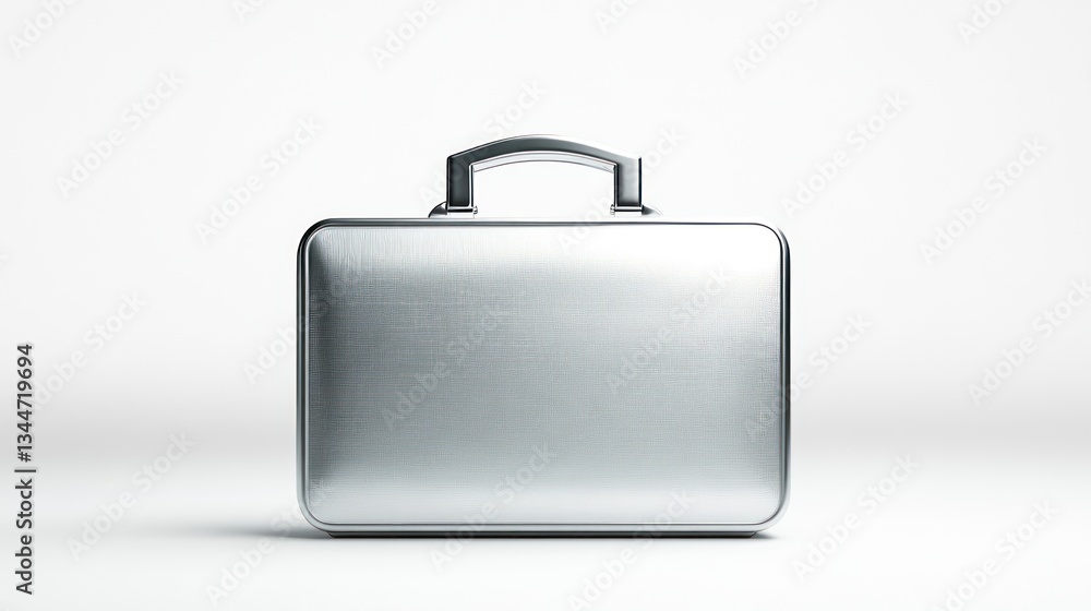 Silver Briefcase on White Background Professional Minimalist Design for Business and Corporat Silver Briefcase on White Background Professional Minimalist Design for Business and Corporat